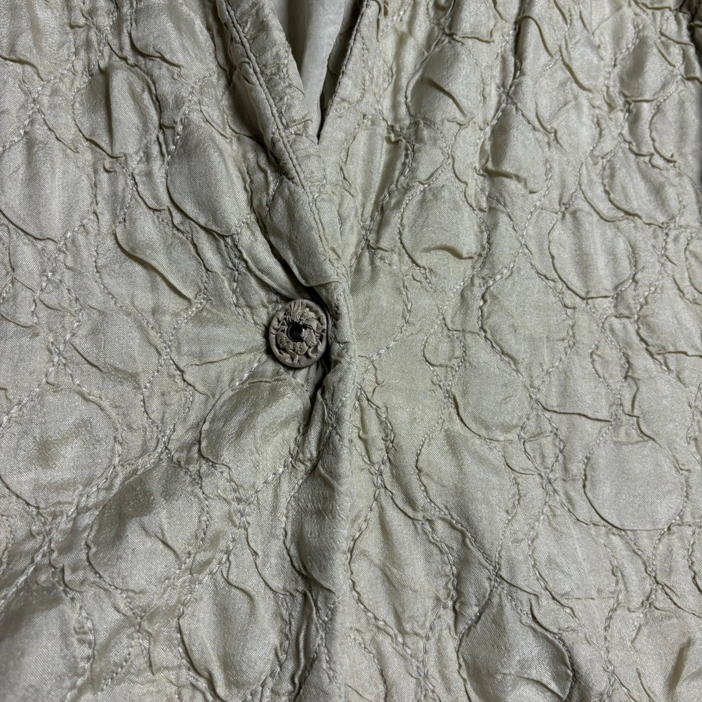 Eileen Fisher Womens Textured Jacket Beige‎ Button Front Size L Blazer Lagenook - Picture 5 of 14